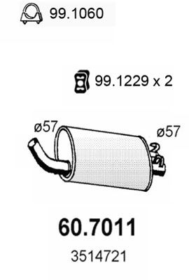 ASSO Izplūdes gāzu trokšņa slāpētājs (pēdējais) 60.7011