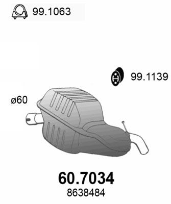 ASSO Izplūdes gāzu trokšņa slāpētājs (pēdējais) 60.7034