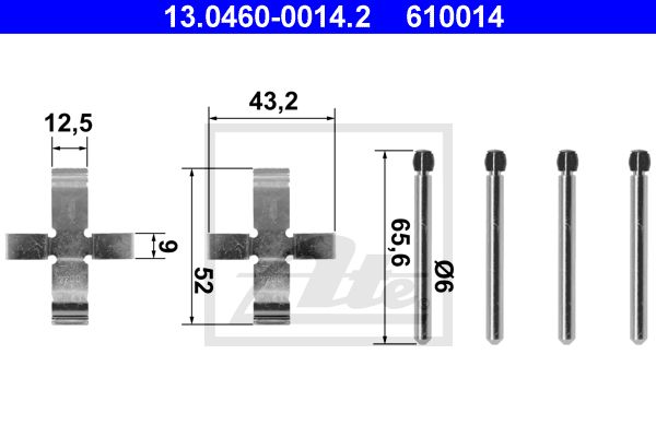 ATE Комплектующие, колодки дискового тормоза 13.0460-0014.2