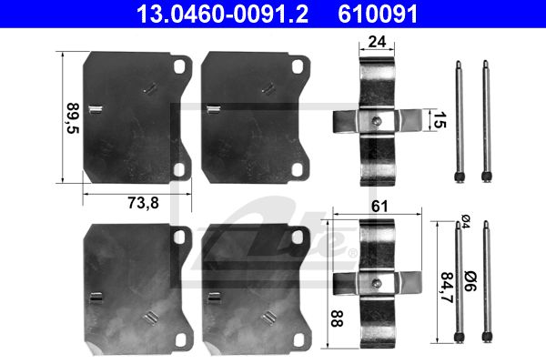 ATE Piederumu komplekts, Disku bremžu uzlikas 13.0460-0091.2
