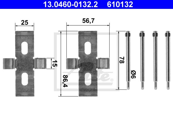 ATE Комплектующие, колодки дискового тормоза 13.0460-0132.2