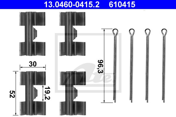 ATE Комплектующие, колодки дискового тормоза 13.0460-0415.2