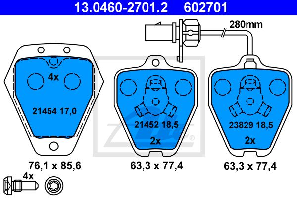 ATE Комплект тормозных колодок, дисковый тормоз 13.0460-2701.2