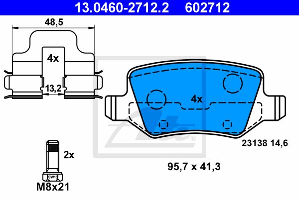 ATE Комплект тормозных колодок, дисковый тормоз 13.0460-2712.2