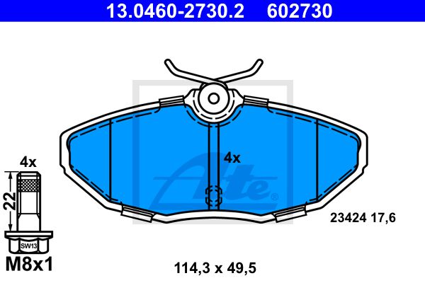 ATE Комплект тормозных колодок, дисковый тормоз 13.0460-2730.2