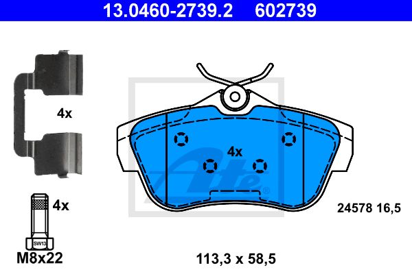 ATE Комплект тормозных колодок, дисковый тормоз 13.0460-2739.2
