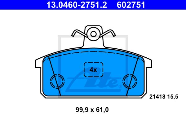 ATE Комплект тормозных колодок, дисковый тормоз 13.0460-2751.2