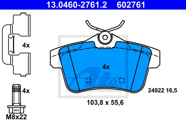 ATE Комплект тормозных колодок, дисковый тормоз 13.0460-2761.2