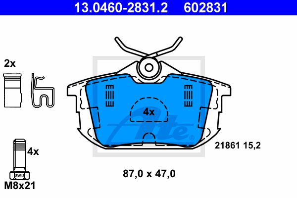ATE Комплект тормозных колодок, дисковый тормоз 13.0460-2831.2