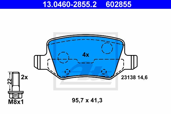 ATE Комплект тормозных колодок, дисковый тормоз 13.0460-2855.2