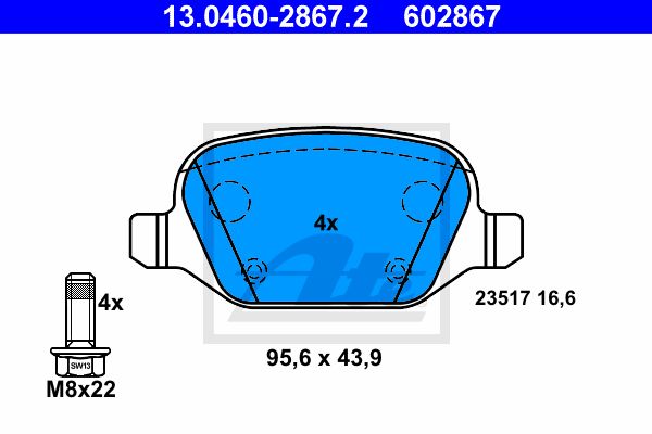 ATE Комплект тормозных колодок, дисковый тормоз 13.0460-2867.2