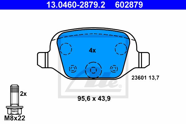 ATE Комплект тормозных колодок, дисковый тормоз 13.0460-2879.2