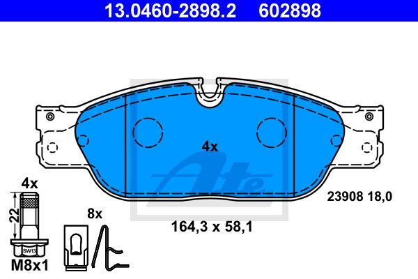 ATE Комплект тормозных колодок, дисковый тормоз 13.0460-2898.2