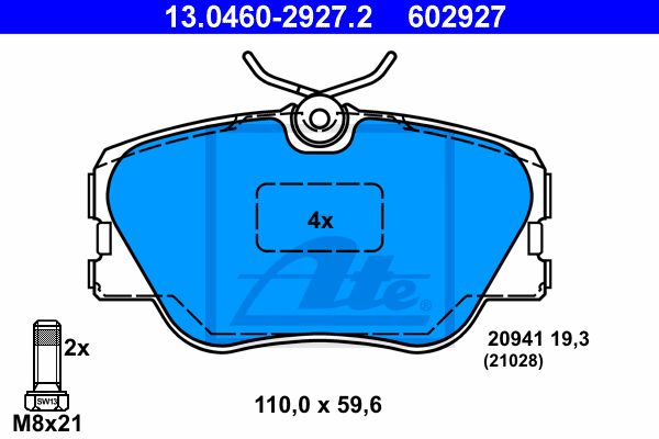 ATE Комплект тормозных колодок, дисковый тормоз 13.0460-2927.2