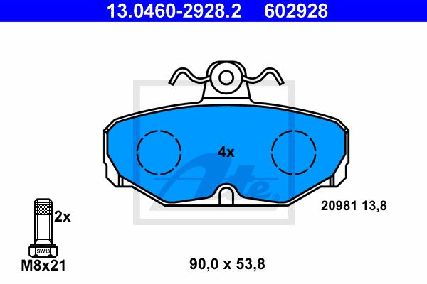 ATE Комплект тормозных колодок, дисковый тормоз 13.0460-2928.2