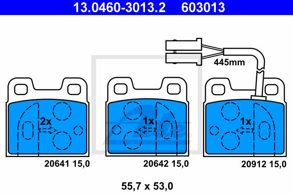 ATE Комплект тормозных колодок, дисковый тормоз 13.0460-3013.2