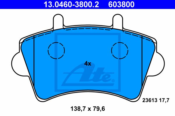 ATE Комплект тормозных колодок, дисковый тормоз 13.0460-3800.2