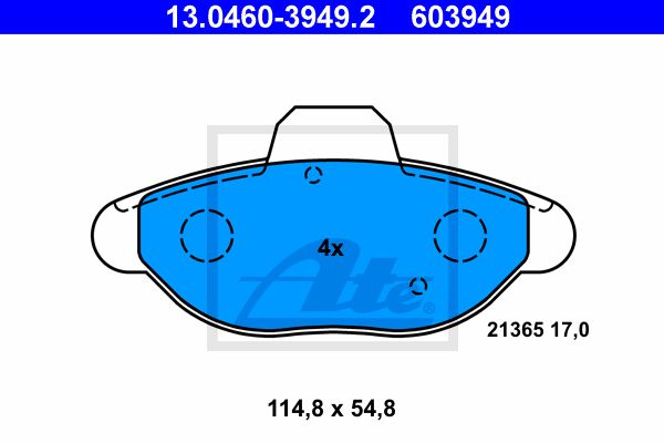 ATE Комплект тормозных колодок, дисковый тормоз 13.0460-3949.2