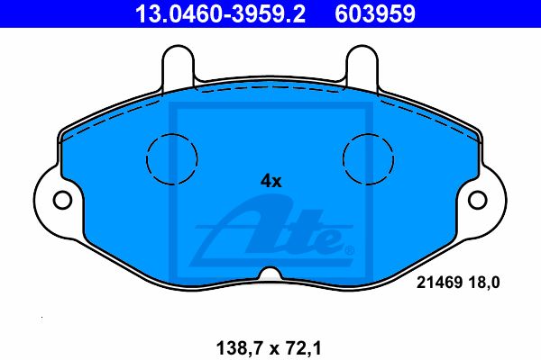 ATE Комплект тормозных колодок, дисковый тормоз 13.0460-3959.2