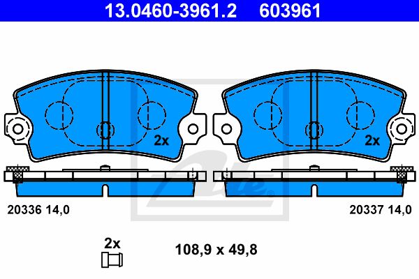ATE Комплект тормозных колодок, дисковый тормоз 13.0460-3961.2