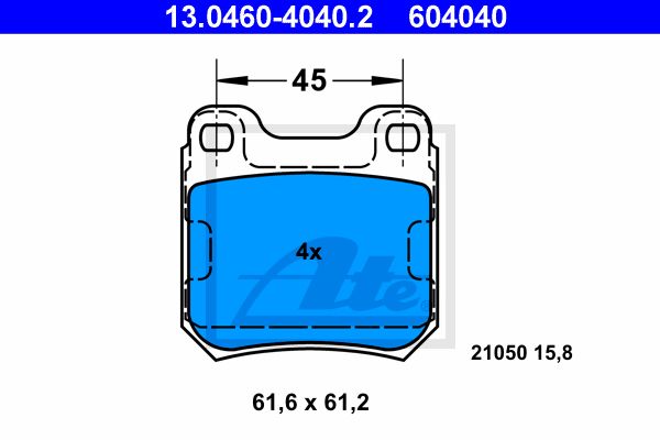 ATE Комплект тормозных колодок, дисковый тормоз 13.0460-4040.2