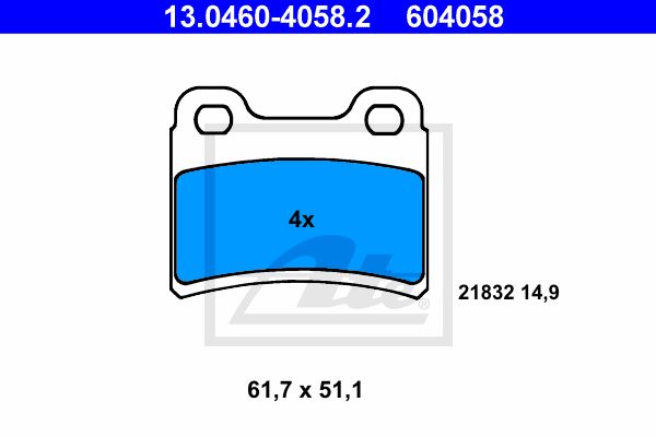 ATE Комплект тормозных колодок, дисковый тормоз 13.0460-4058.2