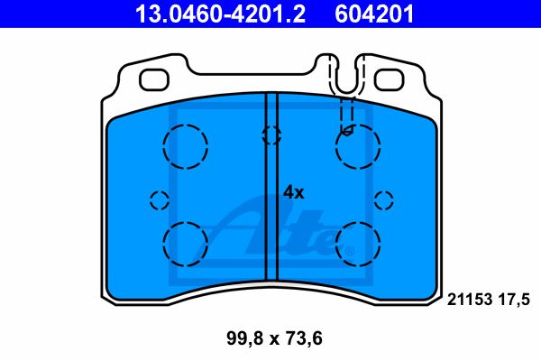 ATE Комплект тормозных колодок, дисковый тормоз 13.0460-4201.2
