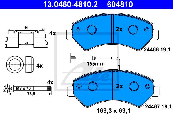ATE Комплект тормозных колодок, дисковый тормоз 13.0460-4810.2