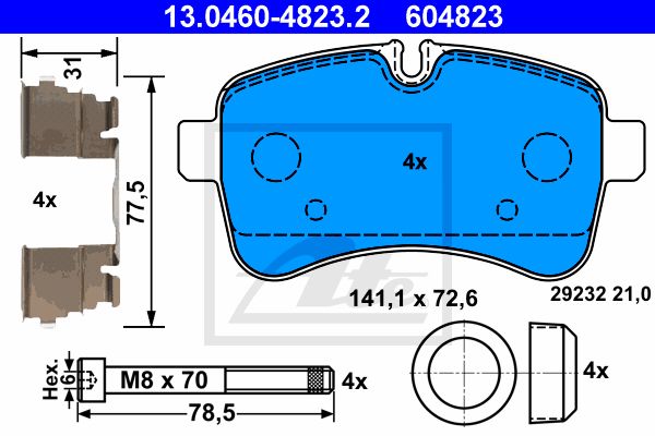 ATE Комплект тормозных колодок, дисковый тормоз 13.0460-4823.2