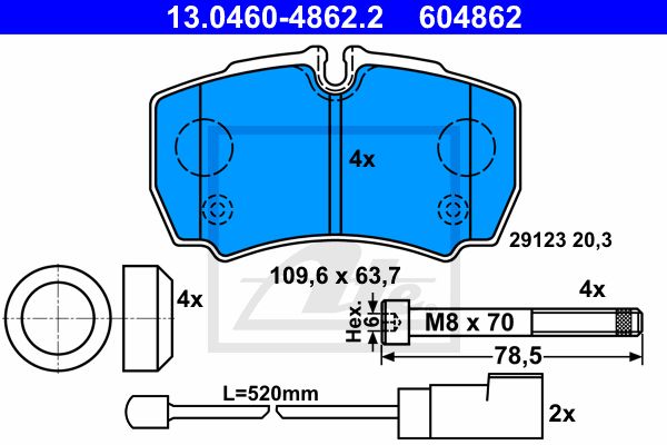 ATE Комплект тормозных колодок, дисковый тормоз 13.0460-4862.2
