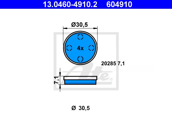ATE Комплект тормозных колодок, дисковый тормоз 13.0460-4910.2