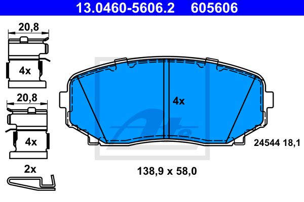 ATE Комплект тормозных колодок, дисковый тормоз 13.0460-5606.2