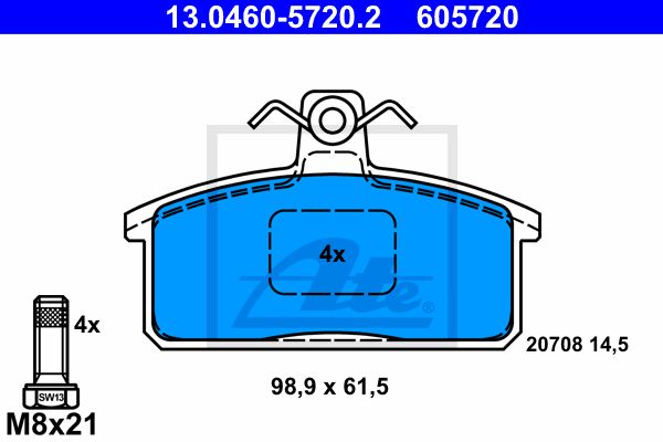 ATE Комплект тормозных колодок, дисковый тормоз 13.0460-5720.2