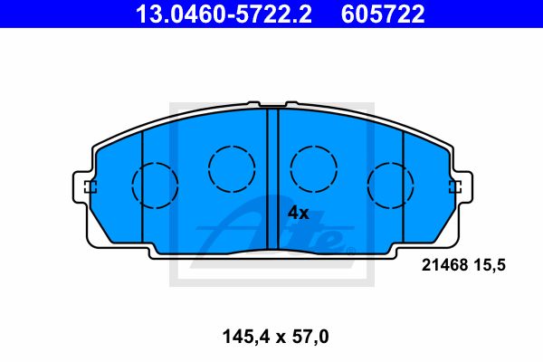 ATE Комплект тормозных колодок, дисковый тормоз 13.0460-5722.2