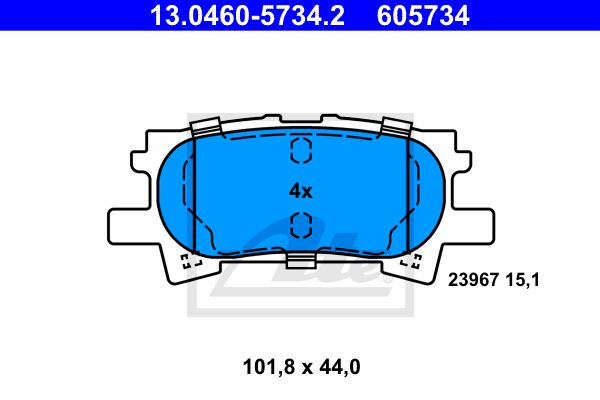 ATE Комплект тормозных колодок, дисковый тормоз 13.0460-5734.2