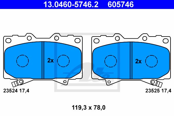 ATE Комплект тормозных колодок, дисковый тормоз 13.0460-5746.2