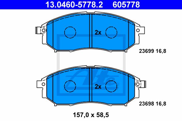 ATE Комплект тормозных колодок, дисковый тормоз 13.0460-5778.2