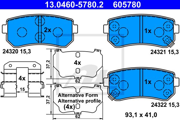 ATE Комплект тормозных колодок, дисковый тормоз 13.0460-5780.2