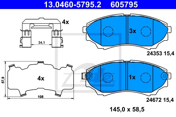ATE Комплект тормозных колодок, дисковый тормоз 13.0460-5795.2