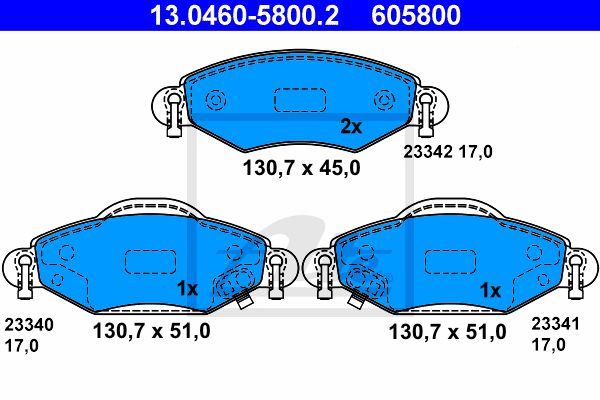 ATE Комплект тормозных колодок, дисковый тормоз 13.0460-5800.2