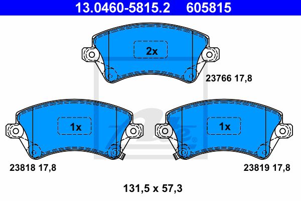 ATE Комплект тормозных колодок, дисковый тормоз 13.0460-5815.2