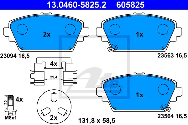 ATE Комплект тормозных колодок, дисковый тормоз 13.0460-5825.2