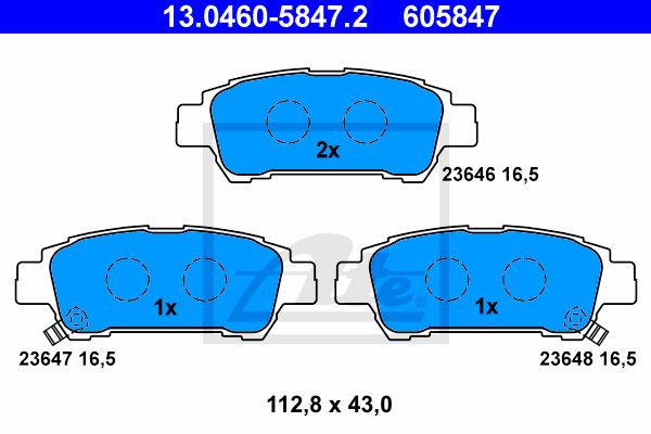 ATE Комплект тормозных колодок, дисковый тормоз 13.0460-5847.2
