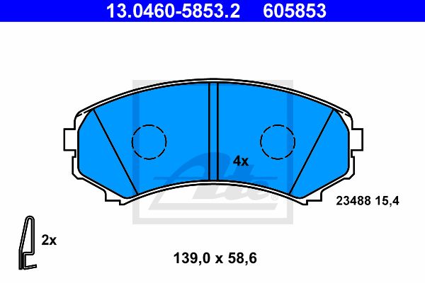 ATE Комплект тормозных колодок, дисковый тормоз 13.0460-5853.2