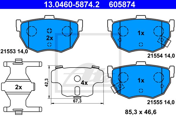 ATE Комплект тормозных колодок, дисковый тормоз 13.0460-5874.2