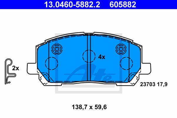 ATE Комплект тормозных колодок, дисковый тормоз 13.0460-5882.2
