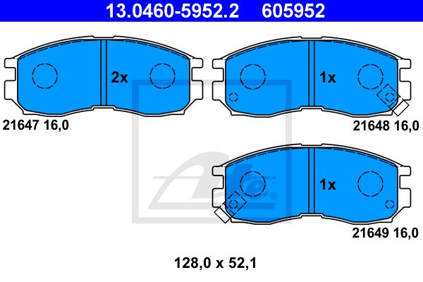 ATE Комплект тормозных колодок, дисковый тормоз 13.0460-5952.2