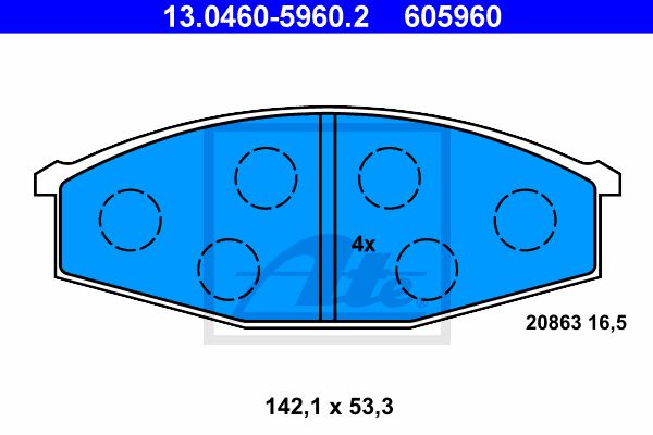 ATE Комплект тормозных колодок, дисковый тормоз 13.0460-5960.2