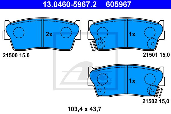 ATE Комплект тормозных колодок, дисковый тормоз 13.0460-5967.2