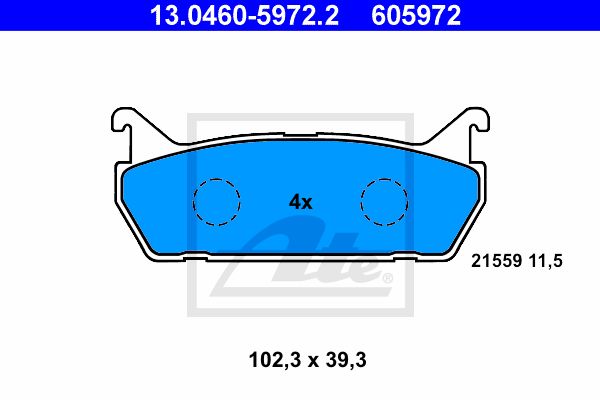 ATE Комплект тормозных колодок, дисковый тормоз 13.0460-5972.2